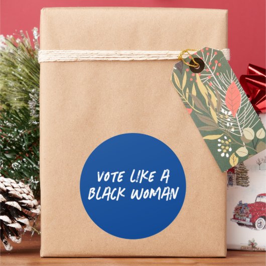 Stem Blauw 2024 als een zwarte vrouw Ronde Sticker (Feestdagen)