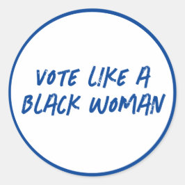 Stem Blauw 2024 als een zwarte vrouw ronde Sticker