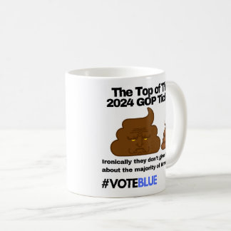 Stem Blauw 2024: Anti-Trump Poop Emoji-ontwerp Koffiemok