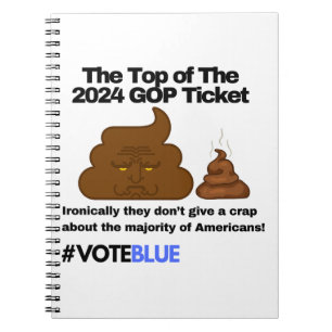 Stem Blauw 2024: Anti-Trump Poop Emoji-ontwerp Notitieboek