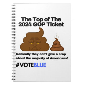 Stem Blauw 2024: Anti-Trump Poop Emoji-ontwerp Notitieboek