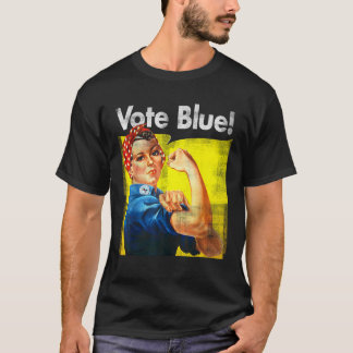 Stem Blauw Democratisch Rosie Riveter Blauw Wave T T-shirt