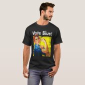 Stem Blauw Democratisch Rosie Riveter Blauw Wave T T-shirt (Voorkant volledig)