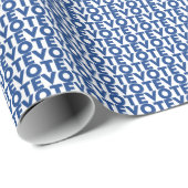 Stem blauw en wit modern typografie patroon cadeaupapier (Rol Hoek)