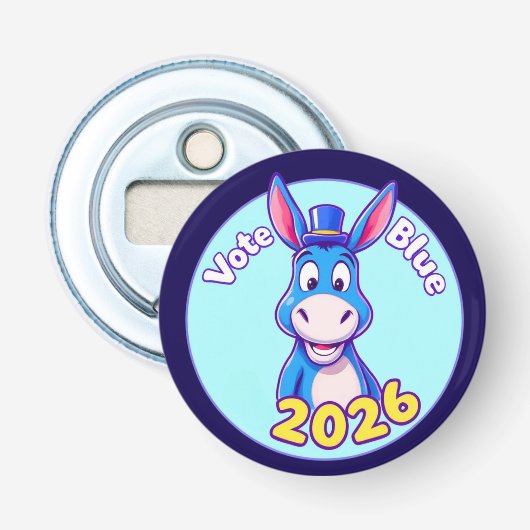 stem blauw in 2026 button flesopener (Voorkant)