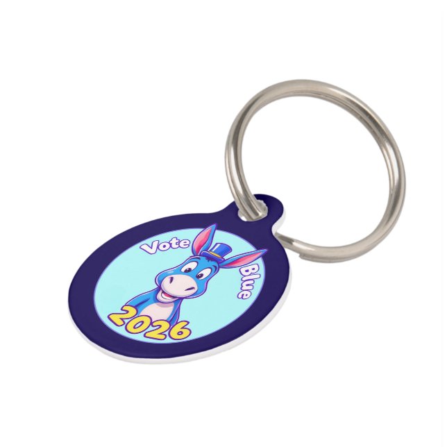 Stem blauw in 2026 huisdierpenning (Zijkant)