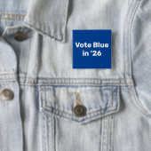 Stem blauw in 2026 vierkante button 5,1 cm (In situ)