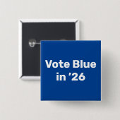 Stem blauw in 2026 vierkante button 5,1 cm (Voorkant /achterkant)