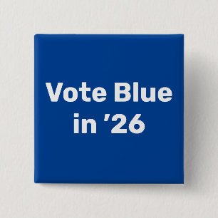 Stem blauw in 2026 vierkante button 5,1 cm