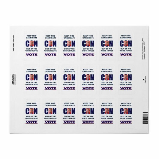 Stem Blauw Resist 2024 Presidential Rectangle Labe Etiket (Full Sheet)