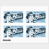 Stem Blauw | Retro Grappig Guy | Rechthoekige Sticker (Vel)