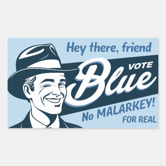 Stem Blauw | Retro Grappig Guy | Rechthoekige Sticker (Voorkant)