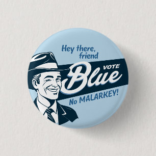Stem Blauw   Retro Grappig Guy   Rond Ronde Button 3,2 Cm
