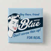 Stem Blauw | Retro Grappig | Rechthoek Vierkante Button 5,1 Cm (Voorkant)