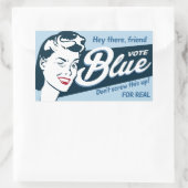 Stem Blauw | Retro Grappig | Rechthoekige Sticker (Tas)