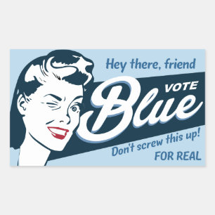 Stem Blauw   Retro Grappig   Rechthoekige Sticker