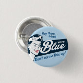 Stem Blauw | Retro | Rond Ronde Button 3,2 Cm (Voorkant /achterkant)
