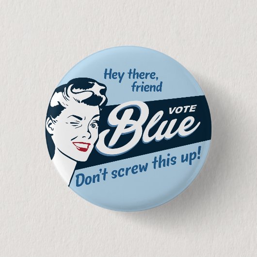 Stem Blauw | Retro | Rond Ronde Button 3,2 Cm (Voorkant)