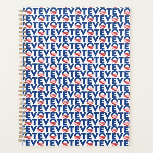 Stem blauw rood wit modern typografie patroon planner (Voorkant)