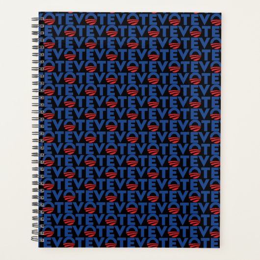 Stem blauw rood zwart modern typografie patroon planner (Voorkant)
