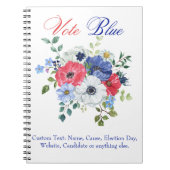 Stem Blauw Stemmen VS Democratische Politieke Stem Notitieboek (Voorkant)