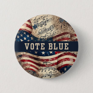 Stem Blauwe Button, Democratische Partij Verkiezin Ronde Button 5,7 Cm