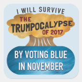 STEM BLAUWE knop Vierkante Sticker (Voorkant)