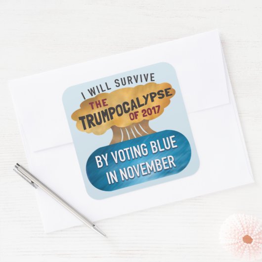 STEM BLAUWE knop Vierkante Sticker (Envelop)