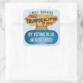 STEM BLAUWE knop Vierkante Sticker (Tas)