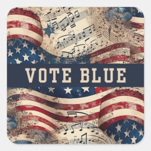 Stem Blauwe Sticker, Democratische partijverkiezin Vierkante Sticker