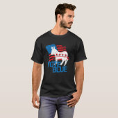 Stem Blue Democraat Donkey American Flag T Shirt (Voorkant volledig)