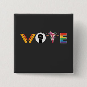 STEM Boeken Baarmoeder LGBT Steun Vierkante Button 5,1 Cm