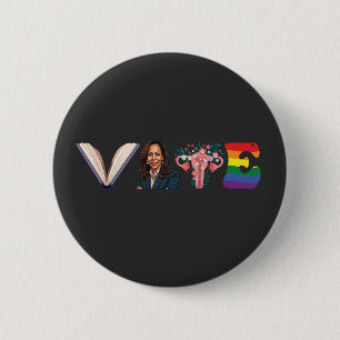 STEM Boeken Uterus LGBT Kamala Harris Walz Verkiez Ronde Button 5,7 Cm