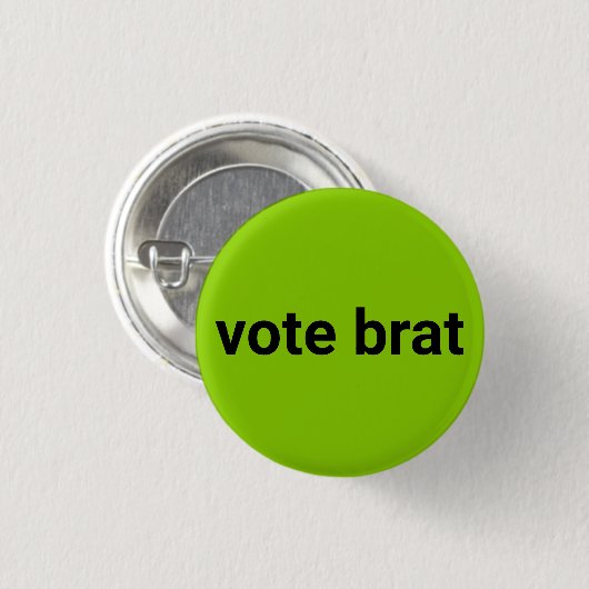 Stem brat kamala eenvoudig zwart en limoengroen ronde button 3,2 cm (Voorkant /achterkant)