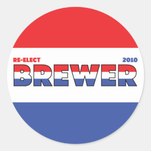 Stem Brewer 2010 Verkiezingen Rood Wit en Blauw Ronde Sticker