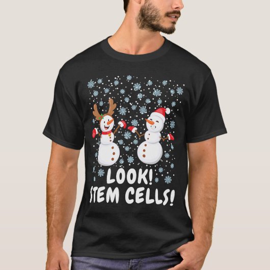 Stem Cell Snowman-kerstwetenschap T-shirt (Voorkant)