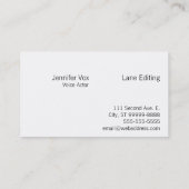 Stem: De Acteur van de stem Visitekaartje (Achterkant)