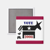 STEM DEMOCRAAT IN 2008 VIERKANTE MAGNEET (Voorkant / Achterkant)