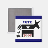 STEM DEMOCRAAT IN 2008 VIERKANTE MAGNEET (Voorkant / Achterkant)