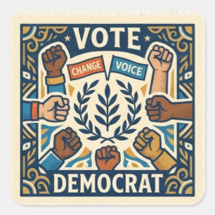 Stem Democratisch Kroon van Lauwerbladeren en Dive Vierkante Sticker