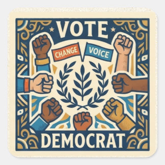 Stem Democratisch Kroon van Lauwerbladeren en Dive Vierkante Sticker