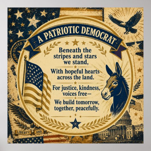 Stem Democratisch Vooruit Samen – Vintage Patriott Poster (Voorkant)