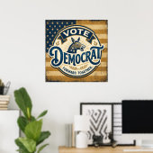 Stem Democratisch Vooruit Samen – Vintage Patriott Poster (Thuiskantoor)