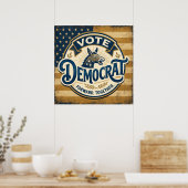 Stem Democratisch Vooruit Samen – Vintage Patriott Poster (Keuken)