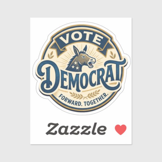 Stem Democratisch Vooruit Samen – Vintage Patriott Sticker (Vel)
