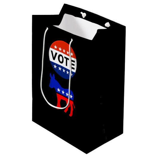 Stem democratische geschenkzak medium cadeauzakje (Voorkant Gekanteld)
