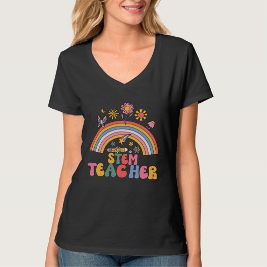 STEM Docent Regenboog Wetenschap Technologie Techn T-shirt (Voorkant)