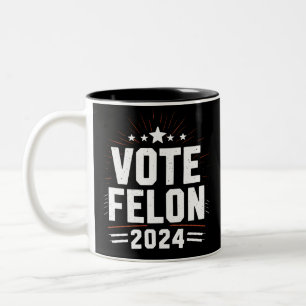 Stem Felon Trump 2024 Grappige Verkiezing Stem  Tweekleurige Koffiemok