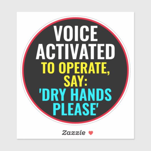 Stem geactiveerd om te werken zeg droge handen tev sticker (Vel)