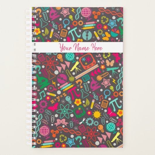 STEM Girls Rock School Pattern Grey Planner (Voorkant)